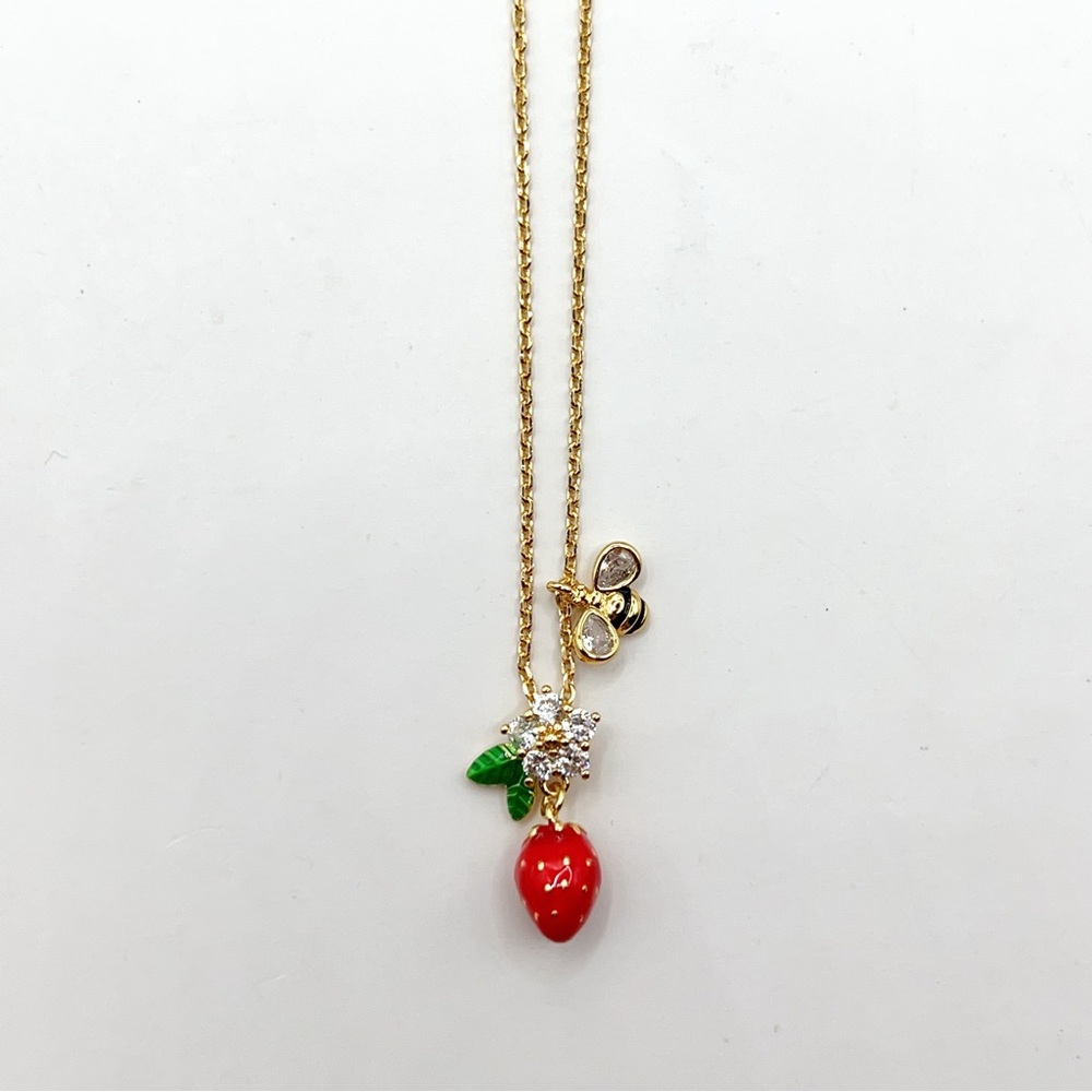 KS835-Kate Spade strawberry and bee necklace